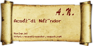 Acsádi Nándor névjegykártya