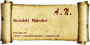 Acsádi Nándor névjegykártya
